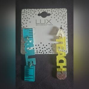 Lux Accessories Teal and Lime Earrings